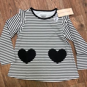 Infant Girls Black & White Striped Top